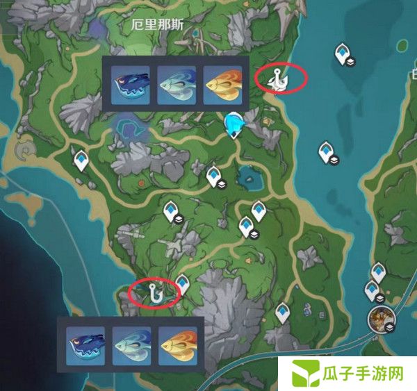 原神灰河渡手钓鱼地点分布图 灰河渡手精炼材料钓鱼点位攻略[多图]图片5